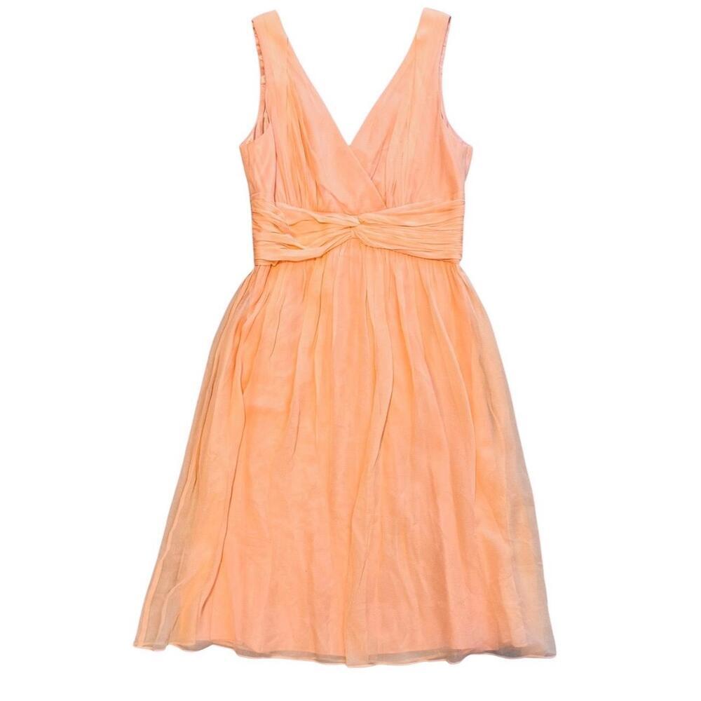 Donna Morgan Coral Orange Silk V-Neck A-Line Sleeveless Dress Women’s Size 4